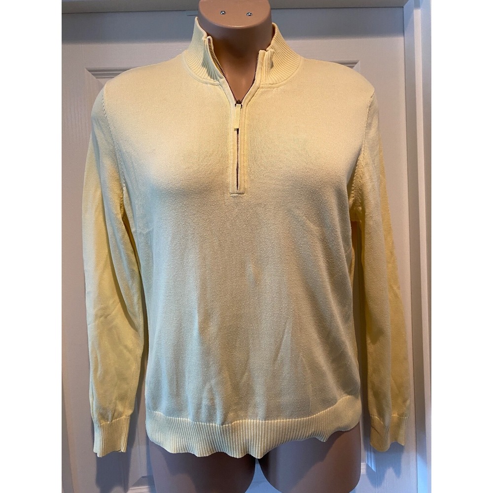 Foxcroft Sweater Womens 2XL Yellow 1/2 Zip Supima Cotton Long Sleeve
